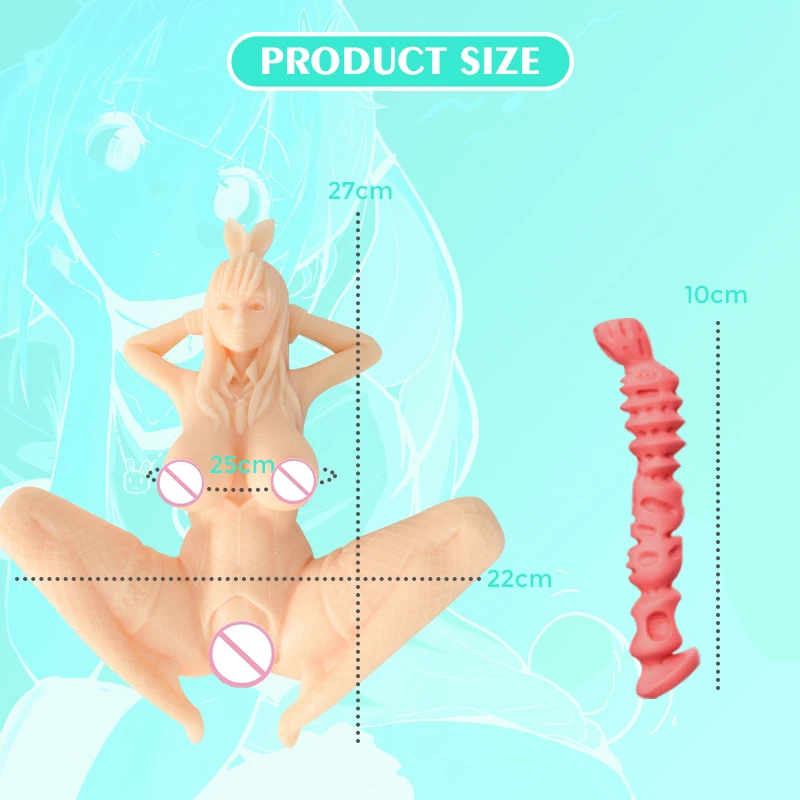 HESEKS 3D Bunny Sex Dolls Mini Realistic Vagina Adult Anime Figure Equal Scale Reduction Doll Soft Silicone Pocket Pussy Toy