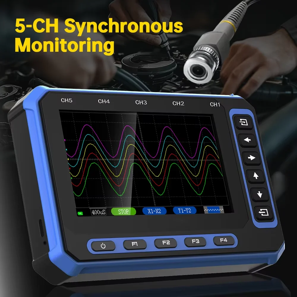 TOOLTOP 5Channels Portable Digital Oscilloscope USB+WIFI 1MHz 4.3inch Desktop Wireless Oscilloscope Electrician Tools