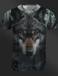 3D Print Graphic Wolf Eagle Retro Vintage Casual Men's Streetwear Summer Short Sleeve Crew Neck T shirt For Men Animal Printed