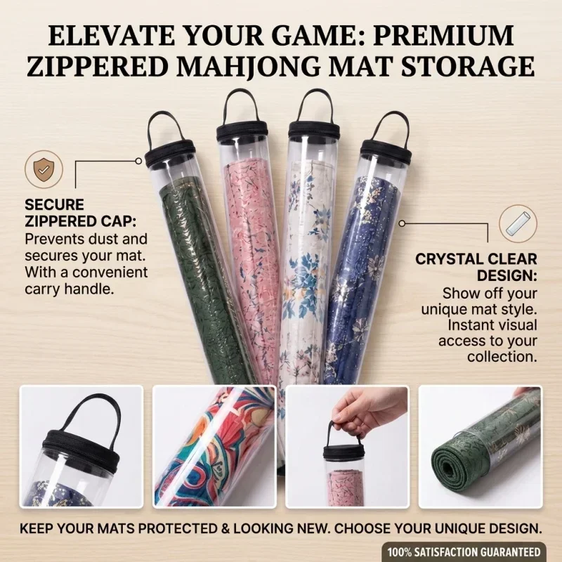 Mahjong Mat Storage Bag, with Smooth Zipper, Fits Mahjong Mat, Racks & Tiles, All-in-One Travel Storage Bag