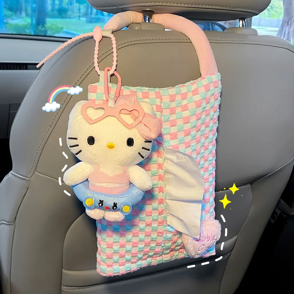 

Hello Kitty Car Tissue Box, Sunshade Seat Backrest Suspension Tissue Box, Car Armrest Box, Tissue Storage Box