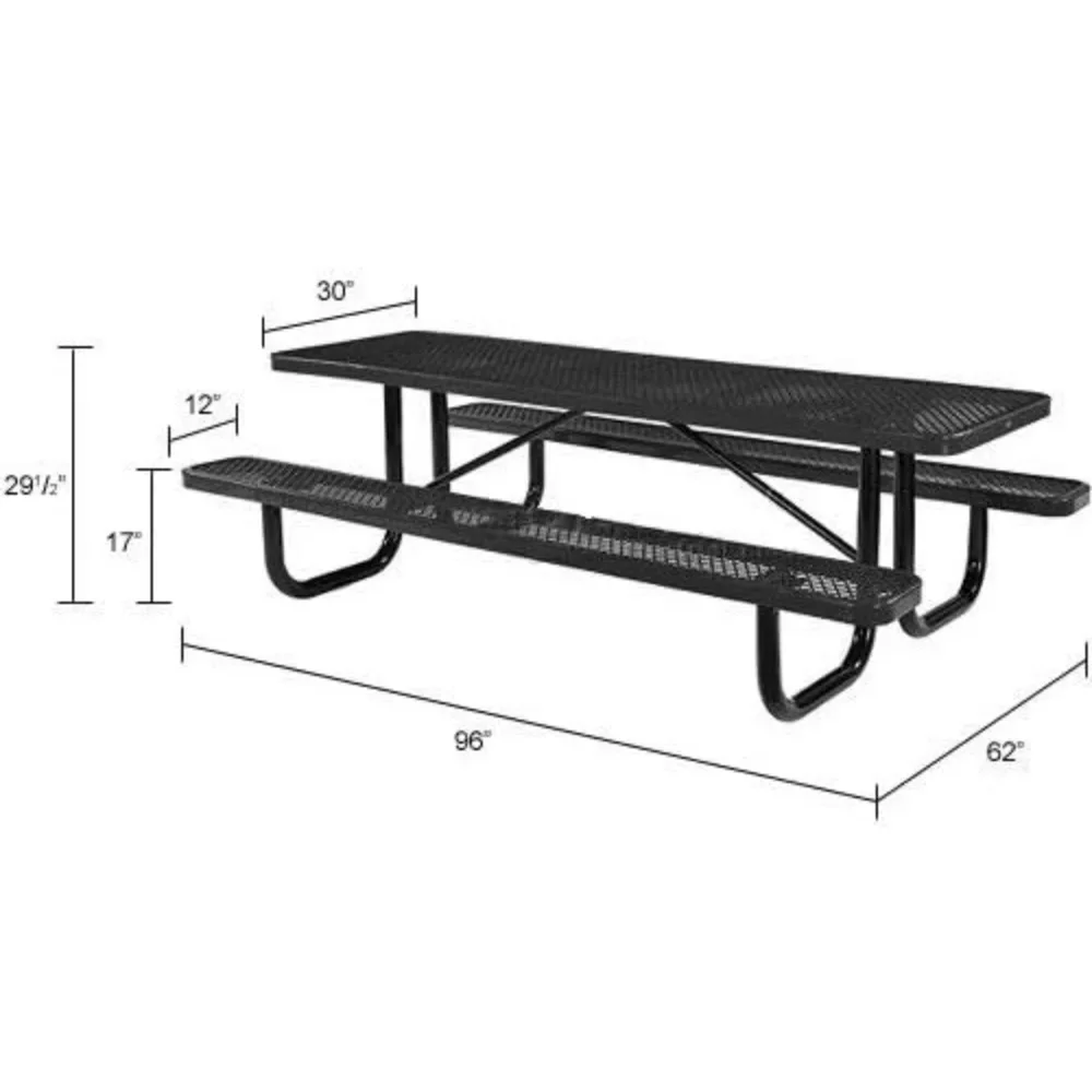 Picnic Table of Rectangular Metal, 96