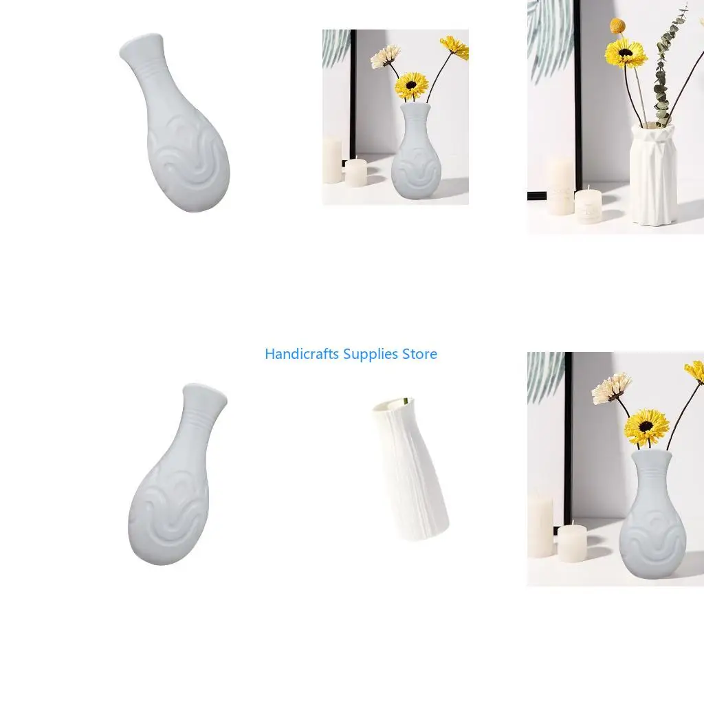 R1WA Stylish Decorative Plastic White Vases for Living Room Bedroom Kitchen or Office