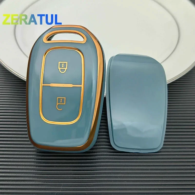 For Renault Kwid Traffic Symbol For Dacia Sandero Logan Duster 2/3Buttons TPU Car Key Cover Case Fob Shell Holder Protector