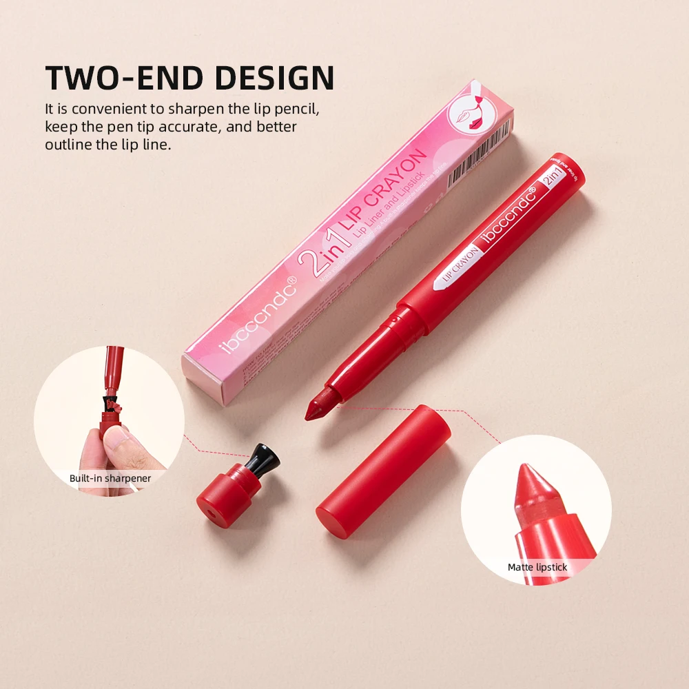 Matte Lipstick Pen Waterproof Full Color Lip Liner Pencil High Color Rendering Sweatproof Lipstick Sharpenable Lip Liner Pencil