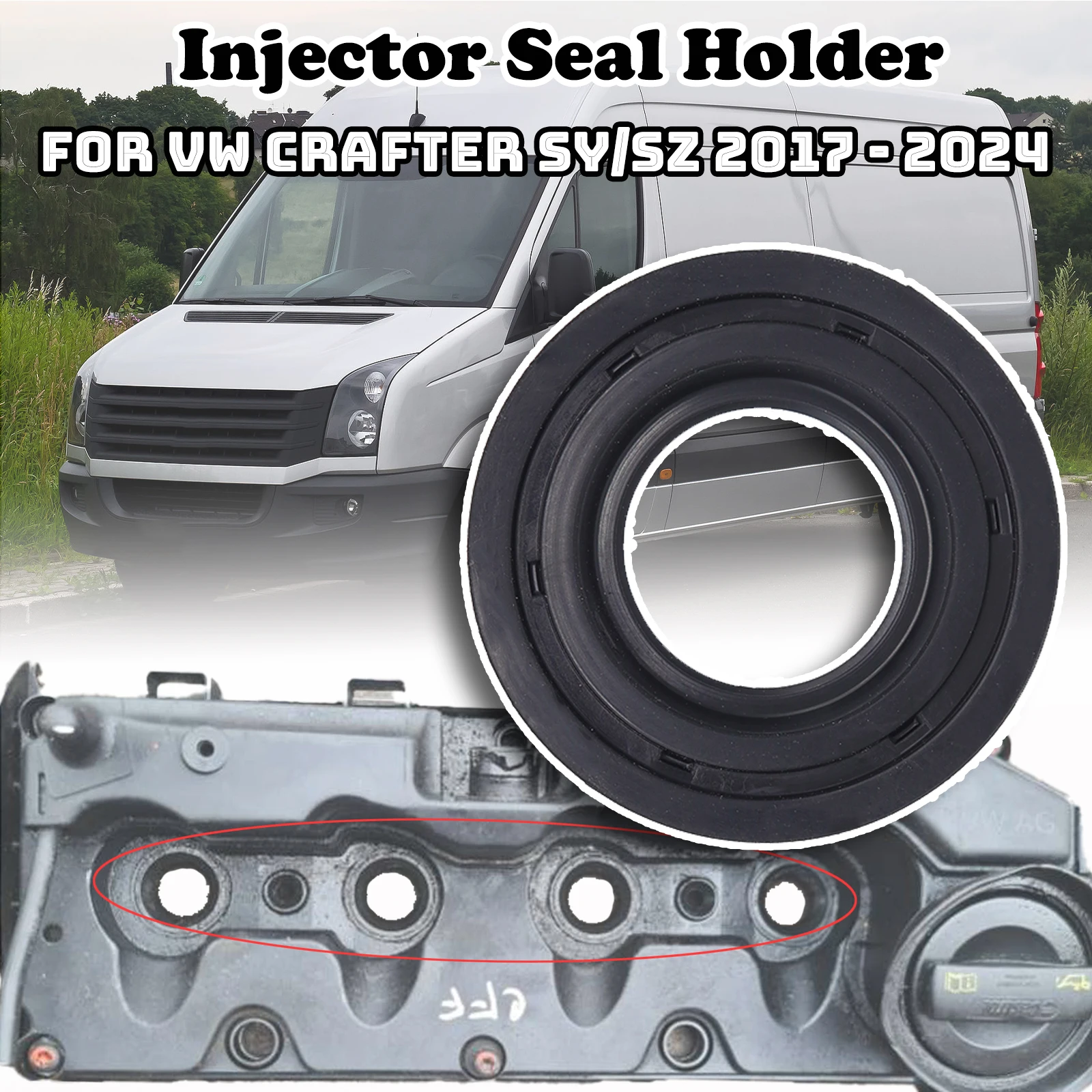 

For VW Crafter SY/SZ Fuel Injector Seal Ring Valve Cover Gasket Holder Injector Seal Holder 03L103070 04L103070B 2017 2018- 2024