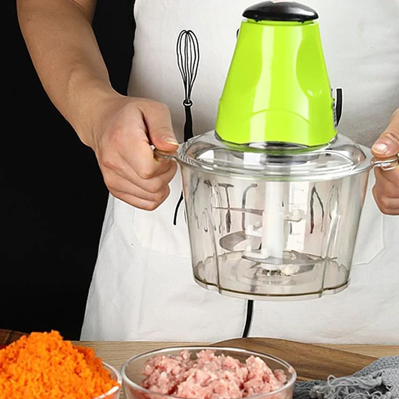 2L Capacity Electric Meat Grinder Chopper, Fruit Vegetable Nuts Mincer/Meat Shredders Mixer/Egg Blender Food Processor Slicer