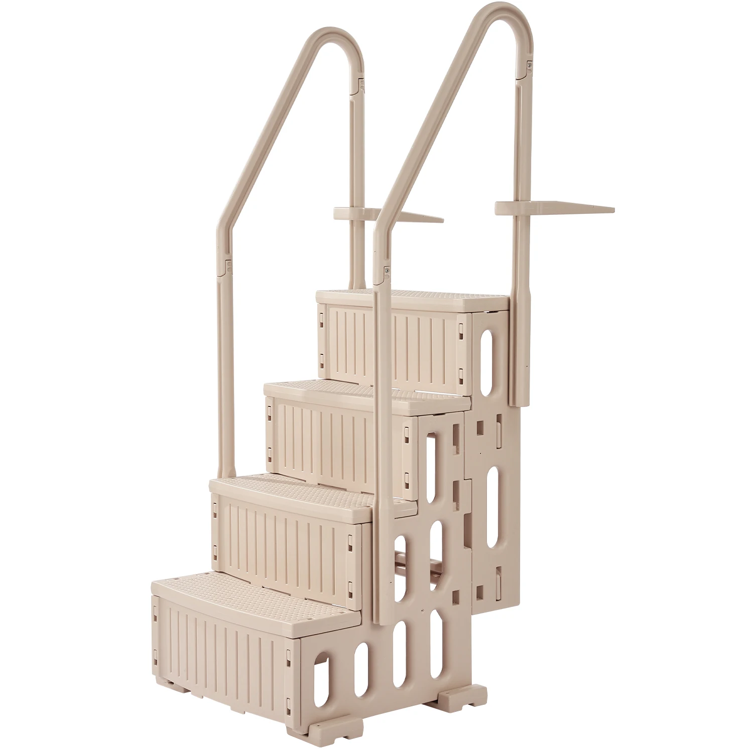 VEVOR Escalera para Piscina, 4 Escalones con Pasamanos Dobles Resistentes Antideslizantes, Carga 181,4kg, para Piscinas Enterradas Elevadas con Cualquier Superficie Cubierta, 874 x 808 x 1985 mm
