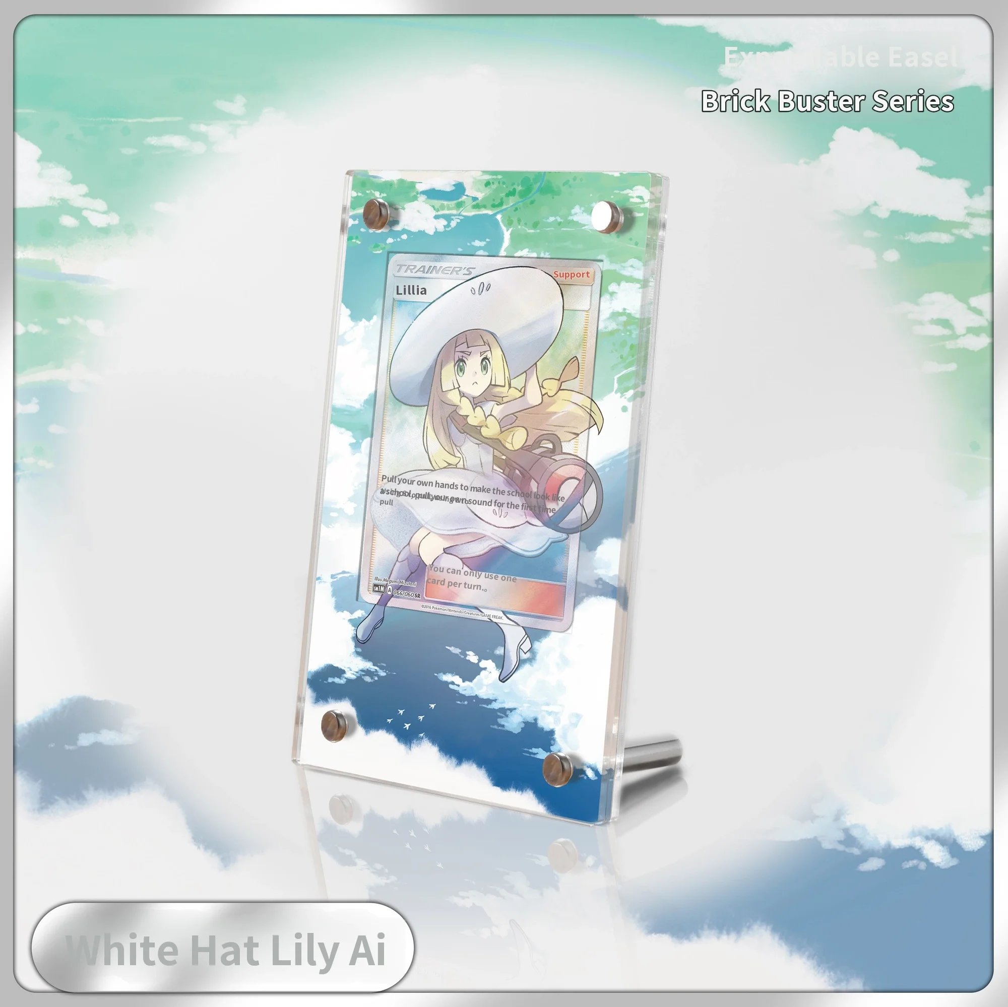 PTCG White Hat Lily Aya Acrylic Display Brick Set, with additional artwork, no cards included, card-only display stand