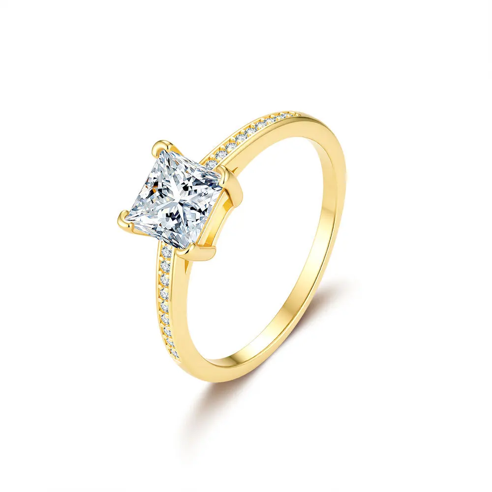 

Luxury Sparkling Solitaire 1.2 Carat Moissanite Women's Engagement Ring -Bridal Wedding Band Gold Plated Jewelry Gift 5~9