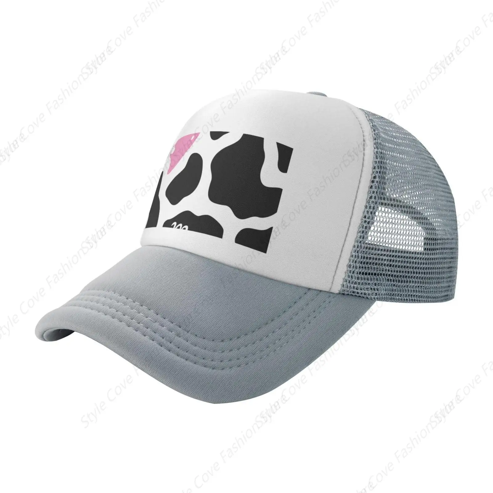 Black And White Cow Skin Pattern Background Gray Mesh Baseball Cap Sun Visor Hat Women Men Sun Hats Sport Cap Trucker Hat