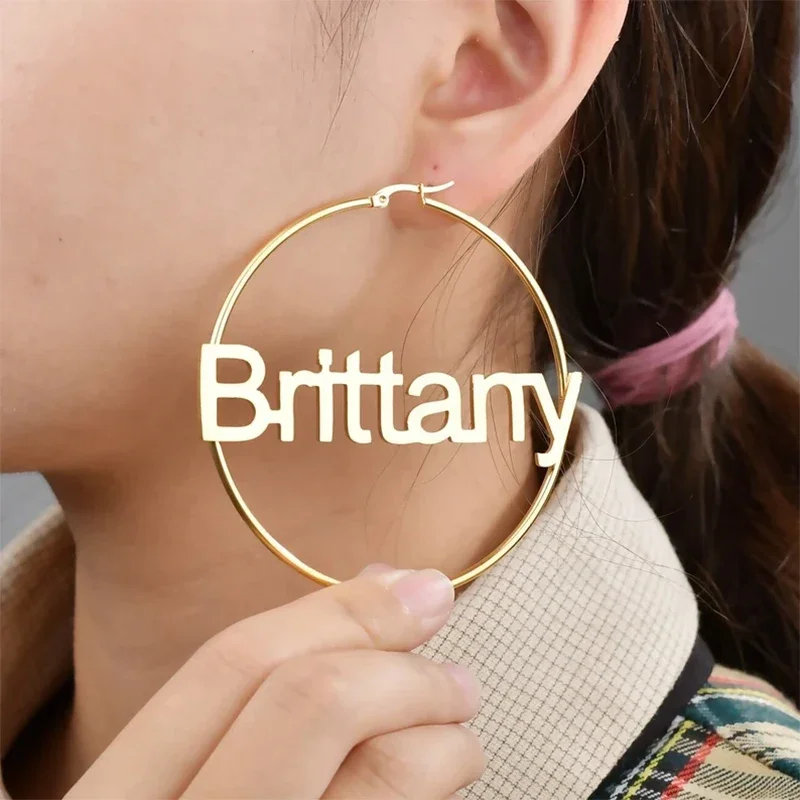 Custom Personalized Name Designer Gold Earrings for Women Luxury Fishion Hoop Earrings Dangler Weddings Party Gift Ear Studs