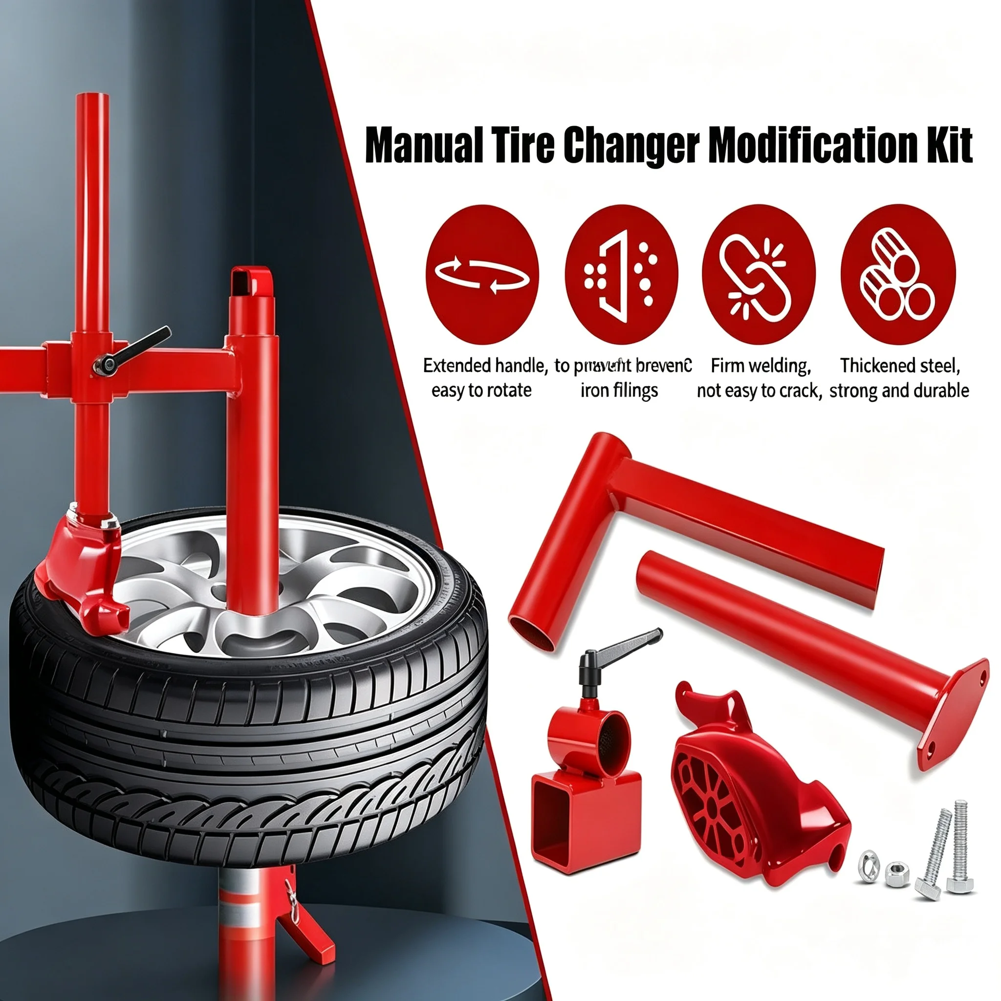 Heavy‑Duty Duck‑Head Adapter Set, Practical Auxiliary Accessory for Manual Truck & Forklift Tire Changing Work