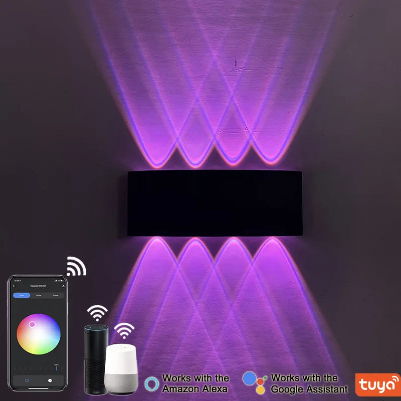 Tuya Smart Up and Down LED Wall Lamp Waterproof IP65 For Bedroom Living Room Corridor Indoor Outdoor Lighting