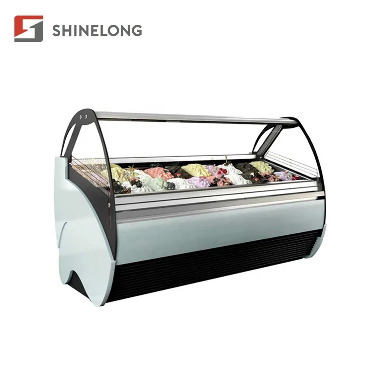 Color Customized Commercial Ice Cream Display Freezer Showcase Gelato Refrigerator