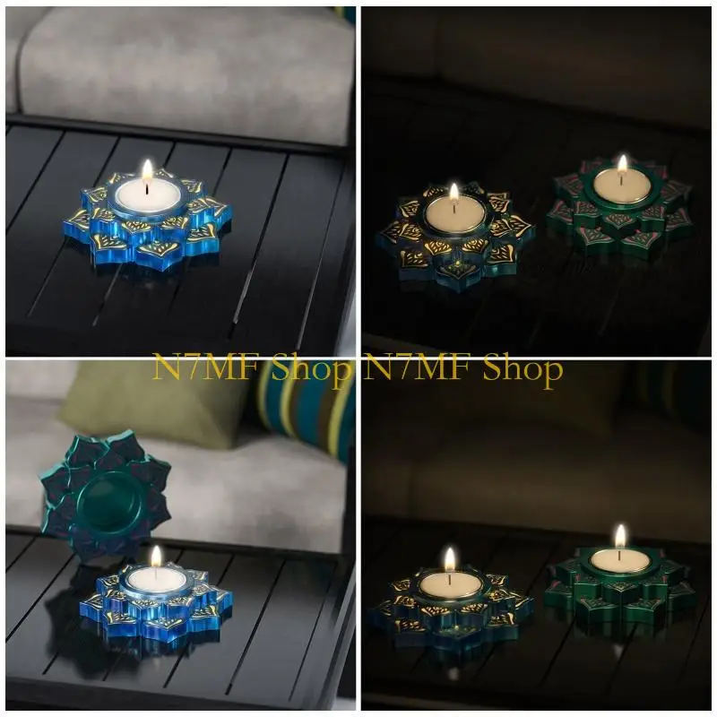 

N7MF Lotus Candlestick Epoxy Casting Mould for Trinket Container Home Decor Holder