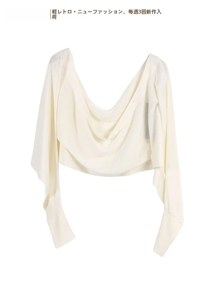 

Elegant Loose Fit Shoulder Wrap Cardigan Summer New Fashion Simple Design High End Women's Sweater JYDQD Memory's Starting Point