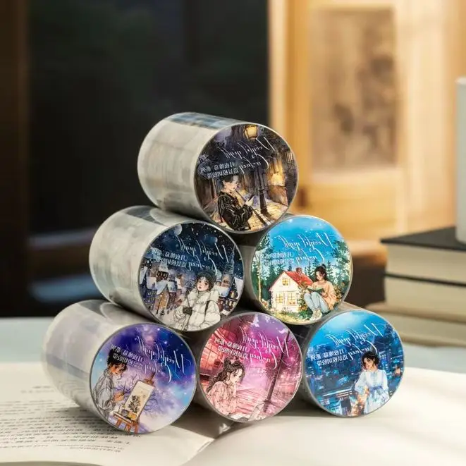 1Roll Night Theme Die-Cut Washi Tape Account Hand Decoration For Office Photo Frames Cup Stationery Box Diary Back To School