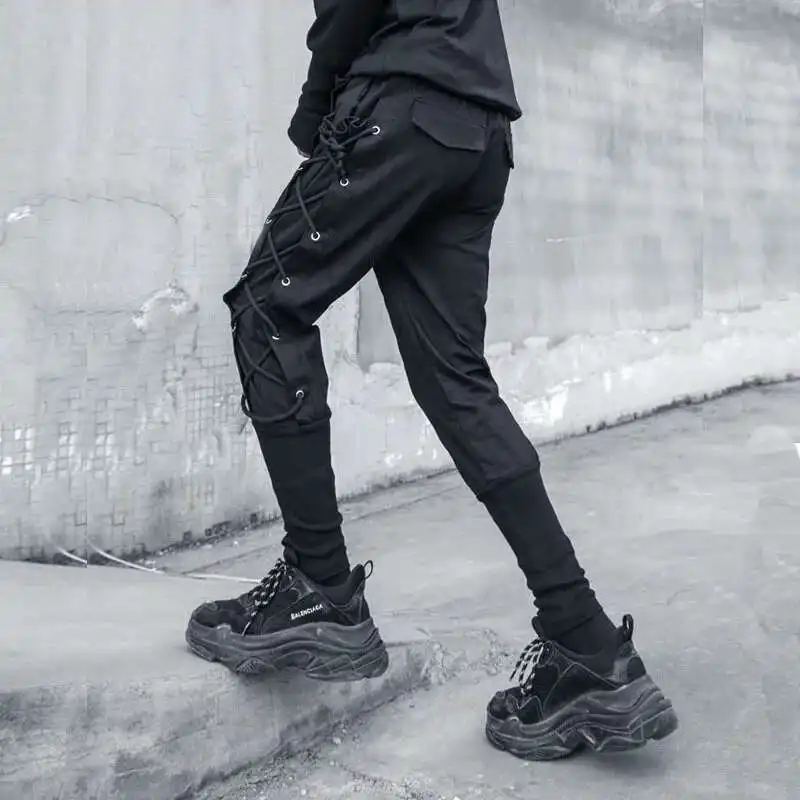 Hksh Frühling Sommer neue Männer Flut Punk dunkle Freizeit hose Seite Kordel zug Hip Hop Tech wear Gothic Retro Fit schicke Hose hk2179