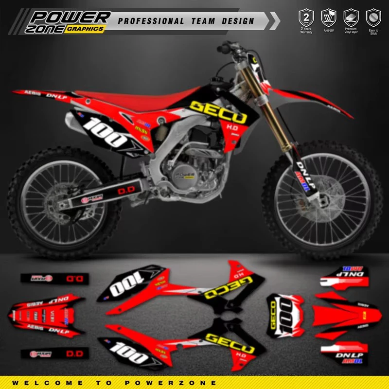 

PowerZone полная графика фоновые наклейки комплект наклеек для HONDA 2013-2016 CRF450R 2014-2017 CRF250R фон мотоцикла 56