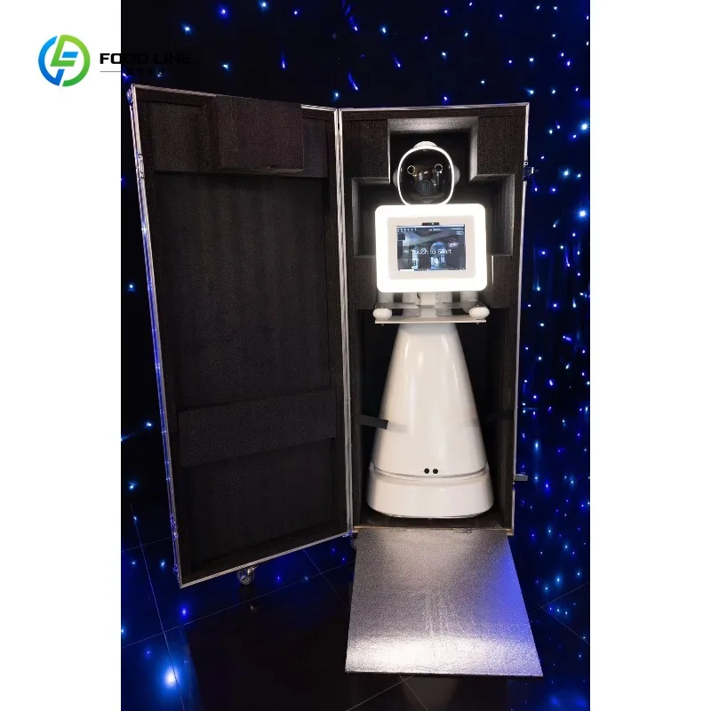 Mobile Roamer Photo Booth Robot Wireless Automatic Rotating Selfie Machine Smart Tracking Ring Light for Events Parties Rental