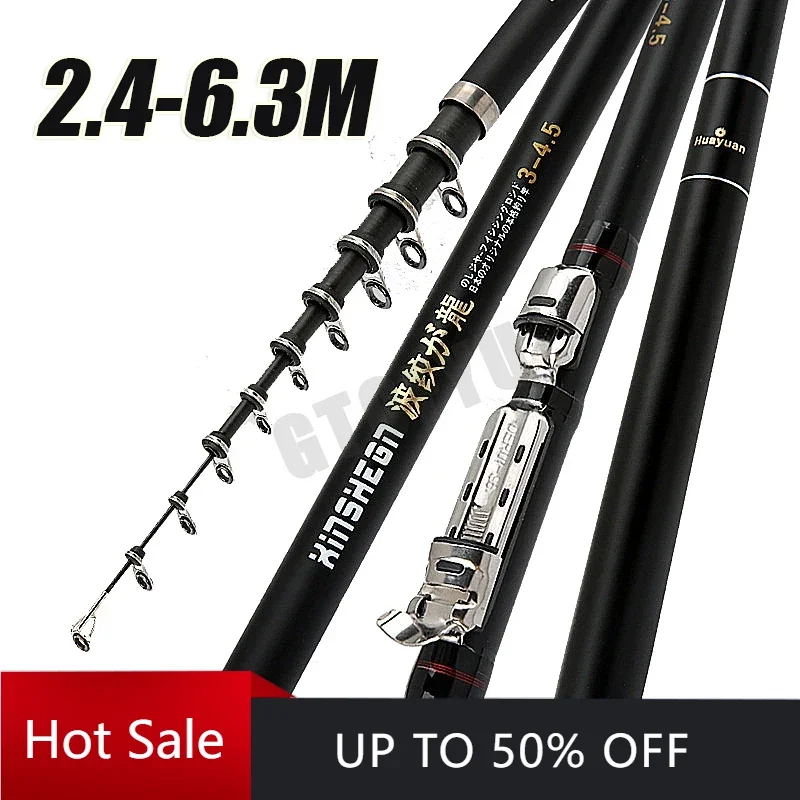 

Telescopic Portable Rotary Rocky Fishing as2.7M,3.6M,4.5M,5.4M,6.3M Fishing Rod Travel Sea Boat Rock Fishing Rod Carp Rod