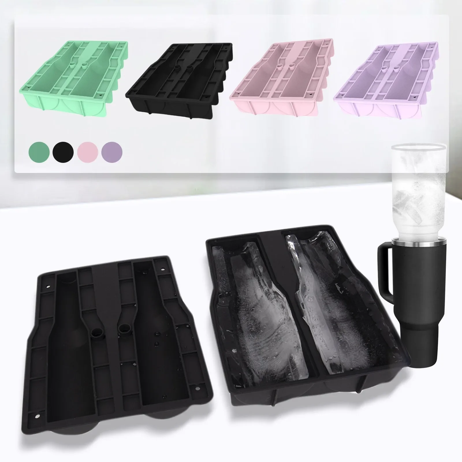 

1PCS Integrated Ice Cube Tray Silicone Ice Cube Molds For Stanley Cup Travel Mug Coffee Whiskey Cocktails And Homemade 2024