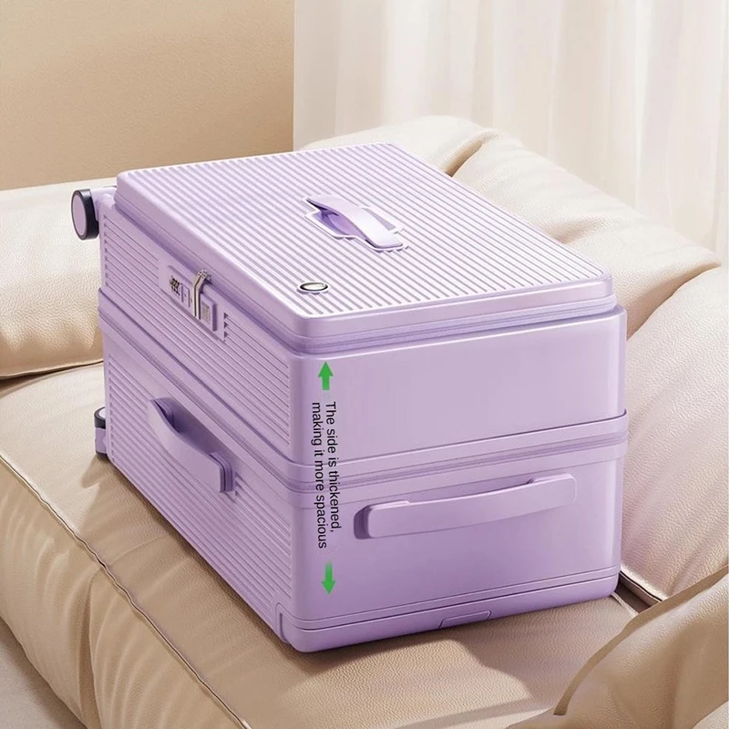 

Чемодан с широкой ручкой 30/32 дюйма, 1:9, дорожный чемодан с глубоким отделением и передним отверстием, большой размер, тормоз, 5-колесный чемодан большой вместимости