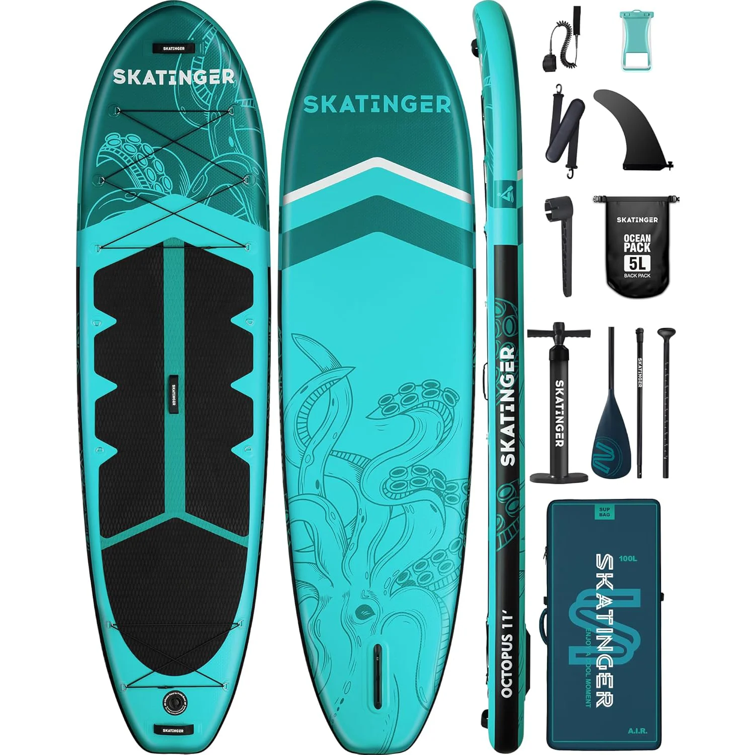 SUP SKATINGER Octopus 335x86x15 cm (11') Allround, Breed, Stabiel, 2-persoons accessoireset, Allround