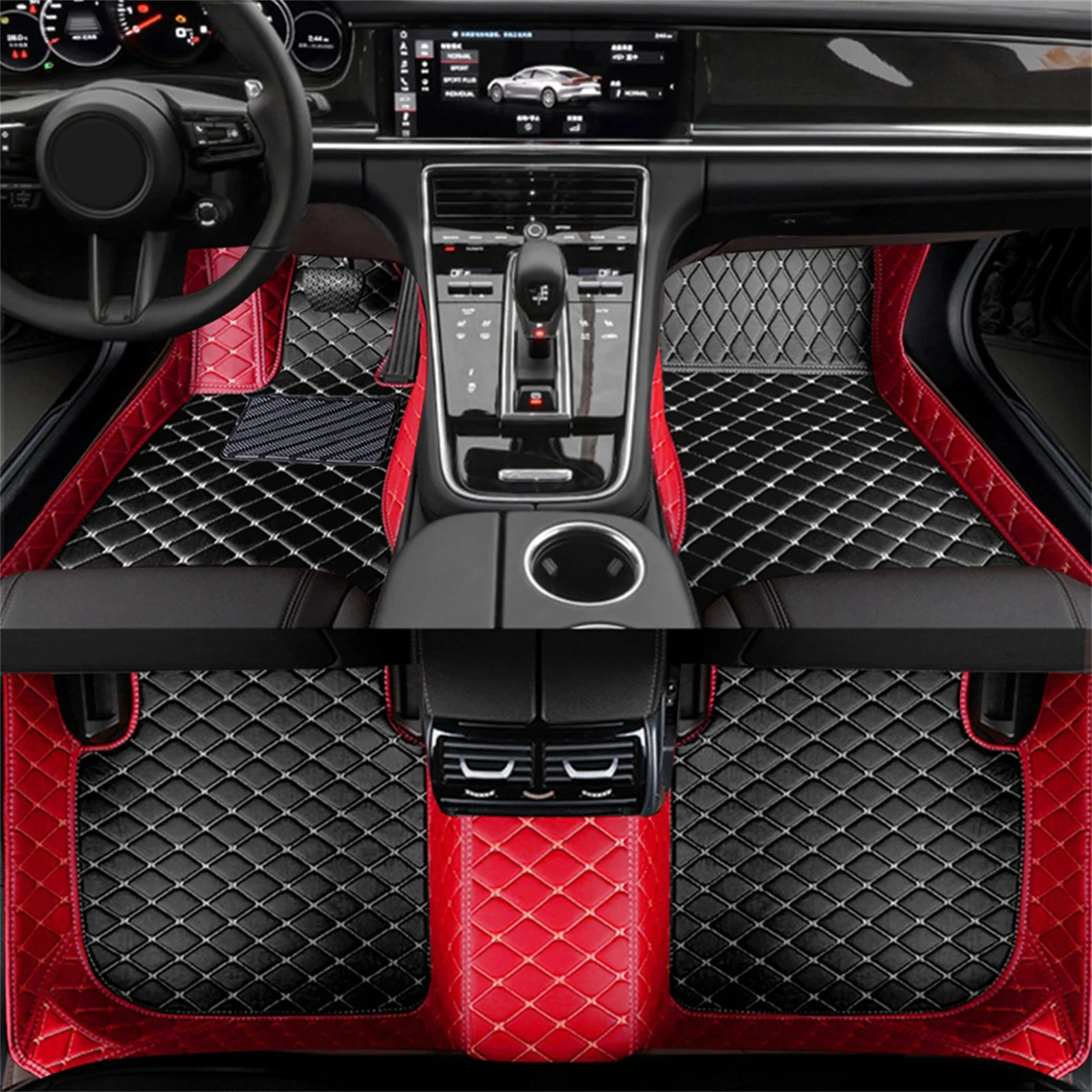 Travel Accessories Leather - Color Splicing Car Floor Mats for