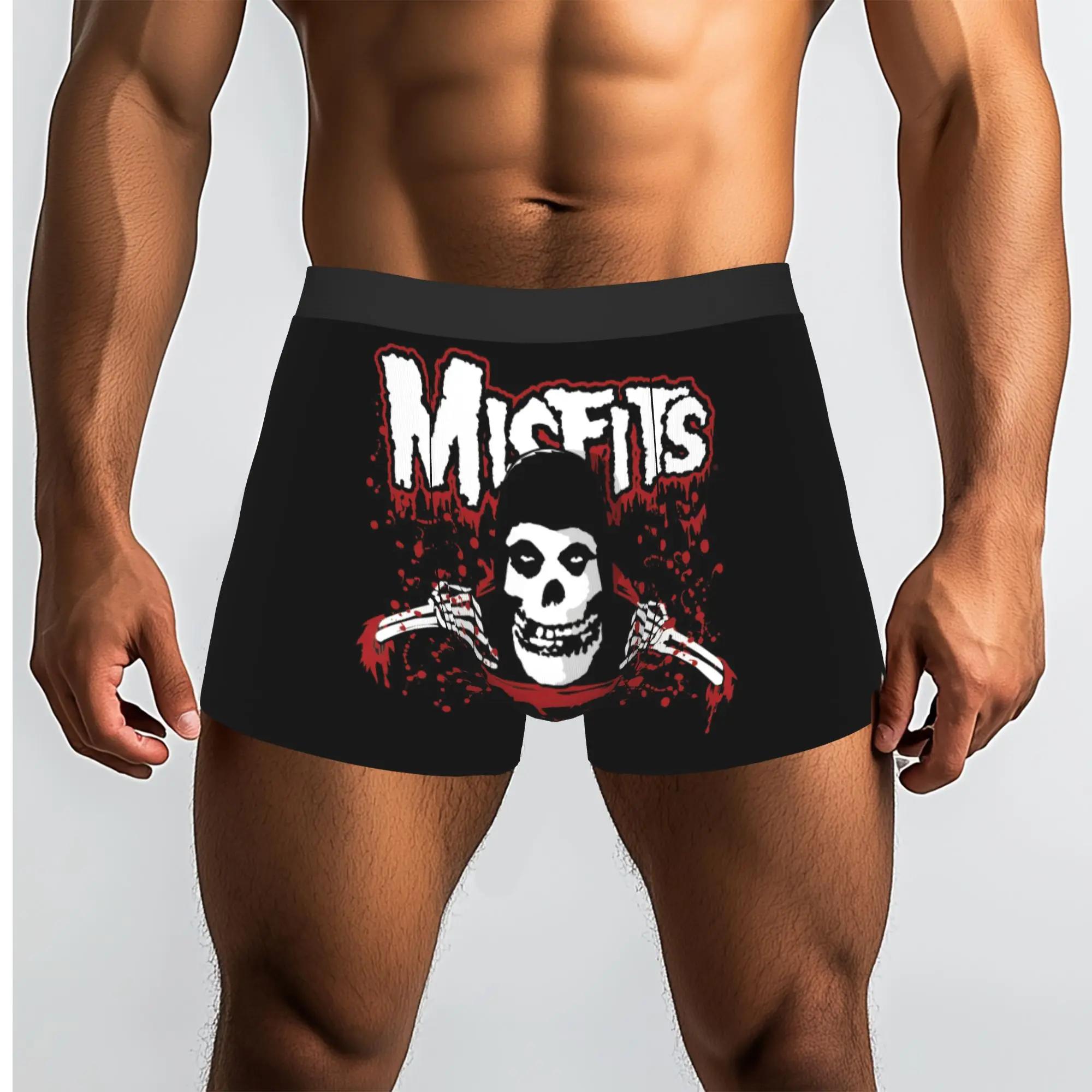 Custom Rock Punk Band Misfits Skull Face Heavy Metal Underwear Men Stretch  Boxer Briefs Shorts Panties Soft Underpants For Male