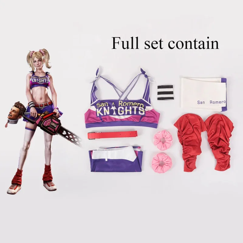 Game Lollipop Chainsaw Juliet Starling Cosplay Costume Women Tops Skirt Accessories Full Set Female Role Play Uniform Halloween