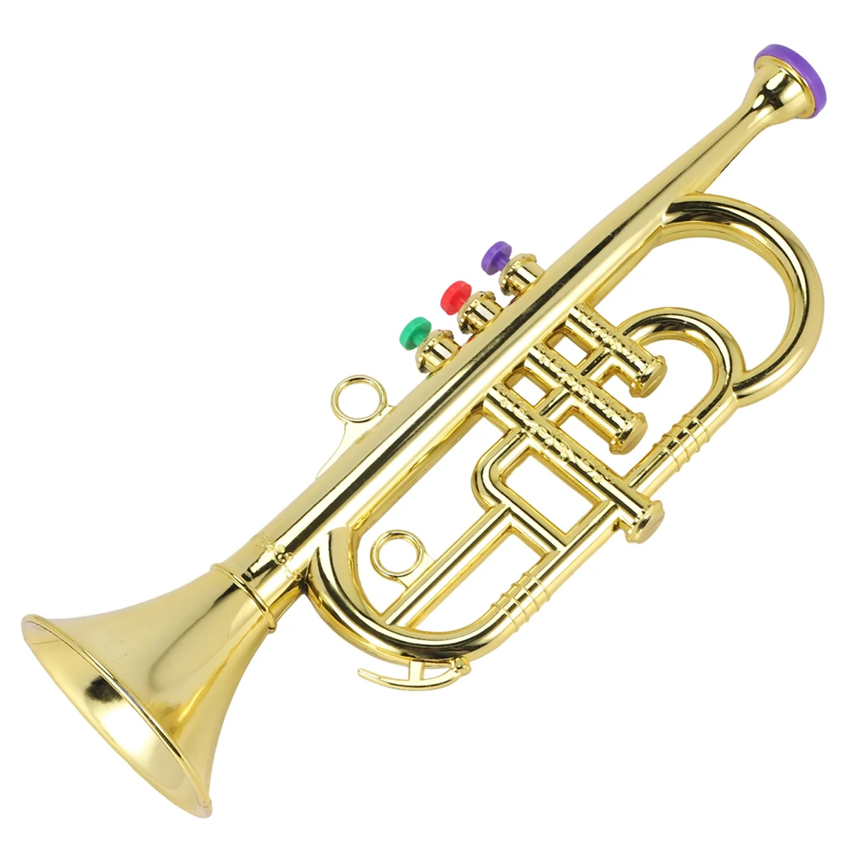 ทรัมเป็ต 3 โทน 3 ปุ่มสีจําลองเล่นมินิดนตรี Wind Instruments สําหรับเด็กวันเกิดของเล่น Gold