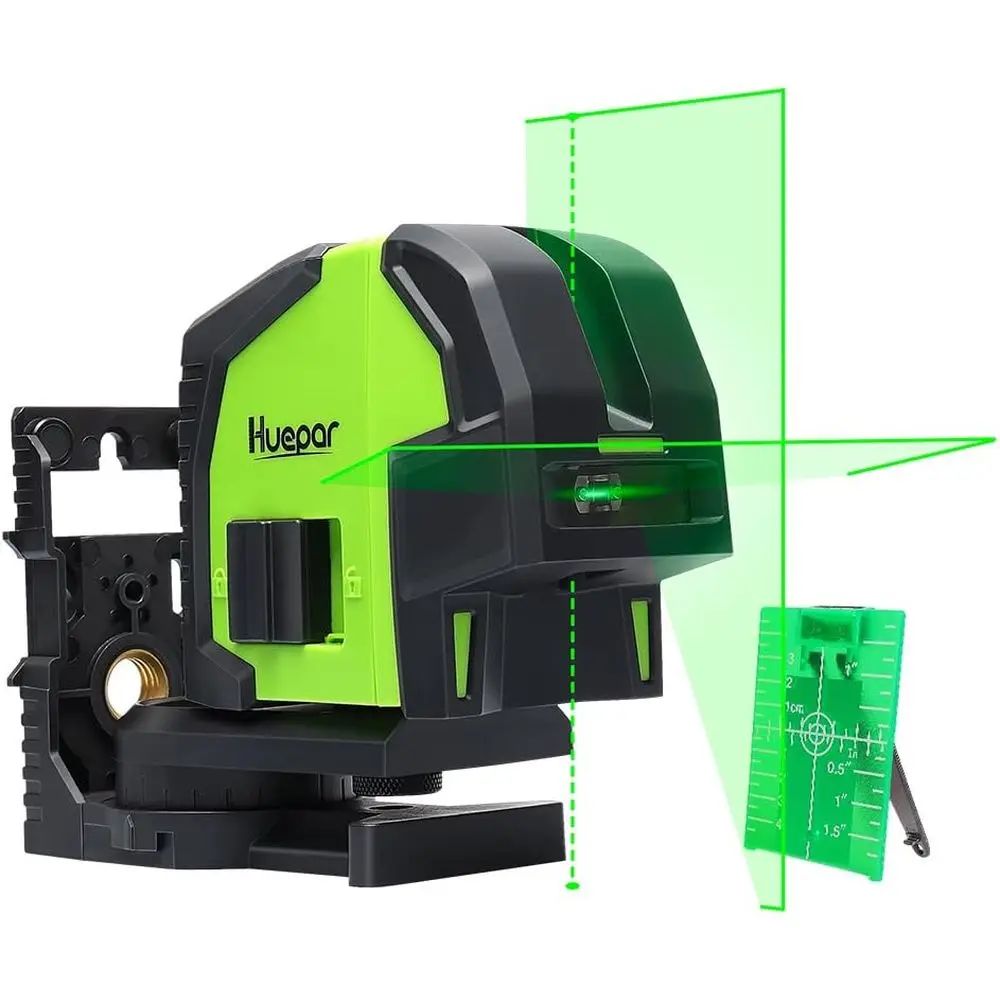 

Laser Level with 2 Plumb Dots - Professional Green Laser Beam Fan Angle of 130° Selectable Vertical & Horizontal Lines, 2 In 1 M