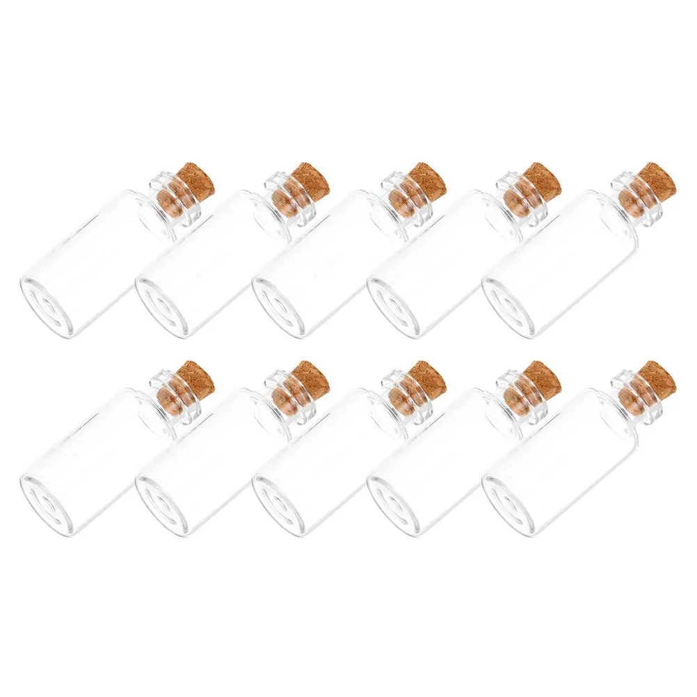 12Pcs Mini Transparent Glass Wish Bottles Cork Stoppers DIY Craft Tiny Jars Handmade Pendant Charms Versatile Decoration Storage