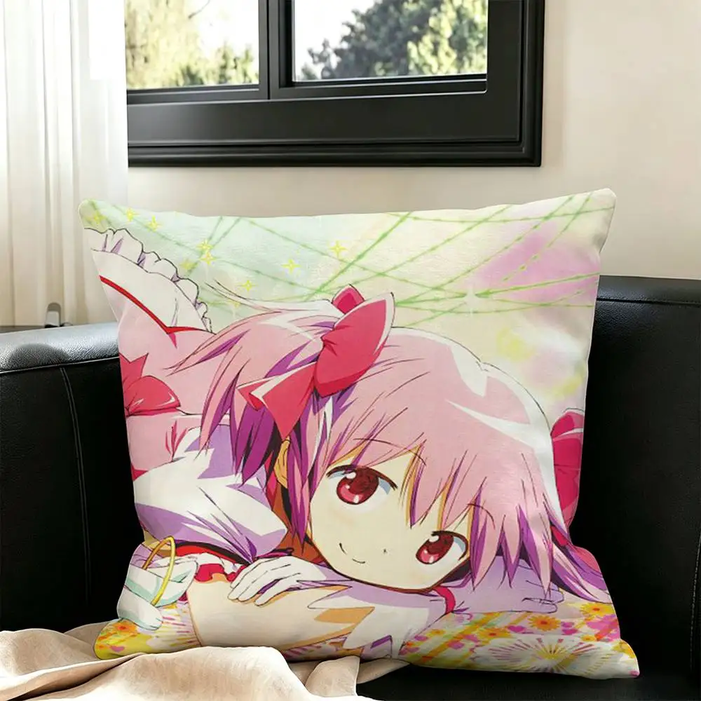 Puella M-Magi Madoka M-Magica  Pillow Case Square Double-Sided Sofa Cushion Cover Bedroom Bedside Pillow