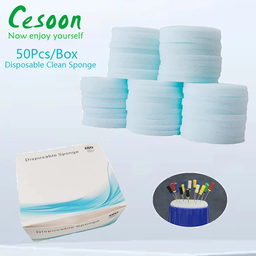 50Pcs Dental Clean Sponge Pad Dentist Endo Files Cleaning Foam  Disposable Replacement  Oral Care Teeth Whitening Tools