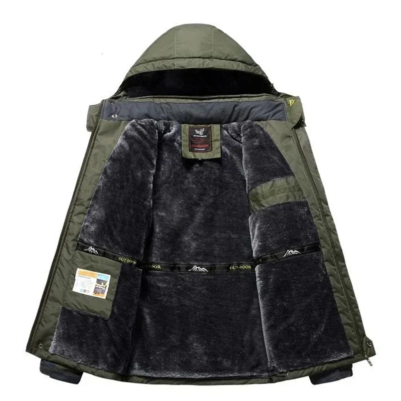 Parka à capuche imperméable chaude pour hommes, veste optique d'hiver, manteau coupe-vent, vert armée, veste Smile, vêtements grande taille, 9XL