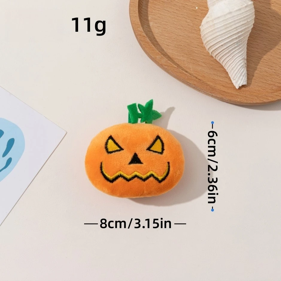 Large Pumpkin Ghost Face Halloween Cat Toy with BB Squeak, Durable Chew Dental Toy - Direct Supply