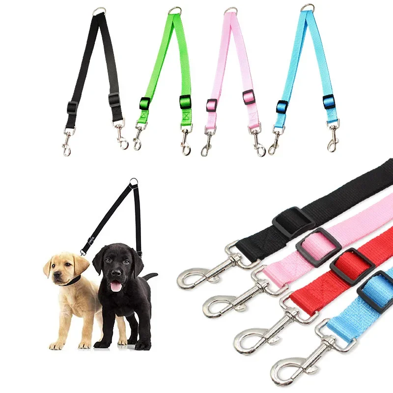 Vibrant and Colorful Durable Twin Coupler Pet Dog Leash: High-Quality Nylon Construction for Reliable Performance - Ideal for Ve