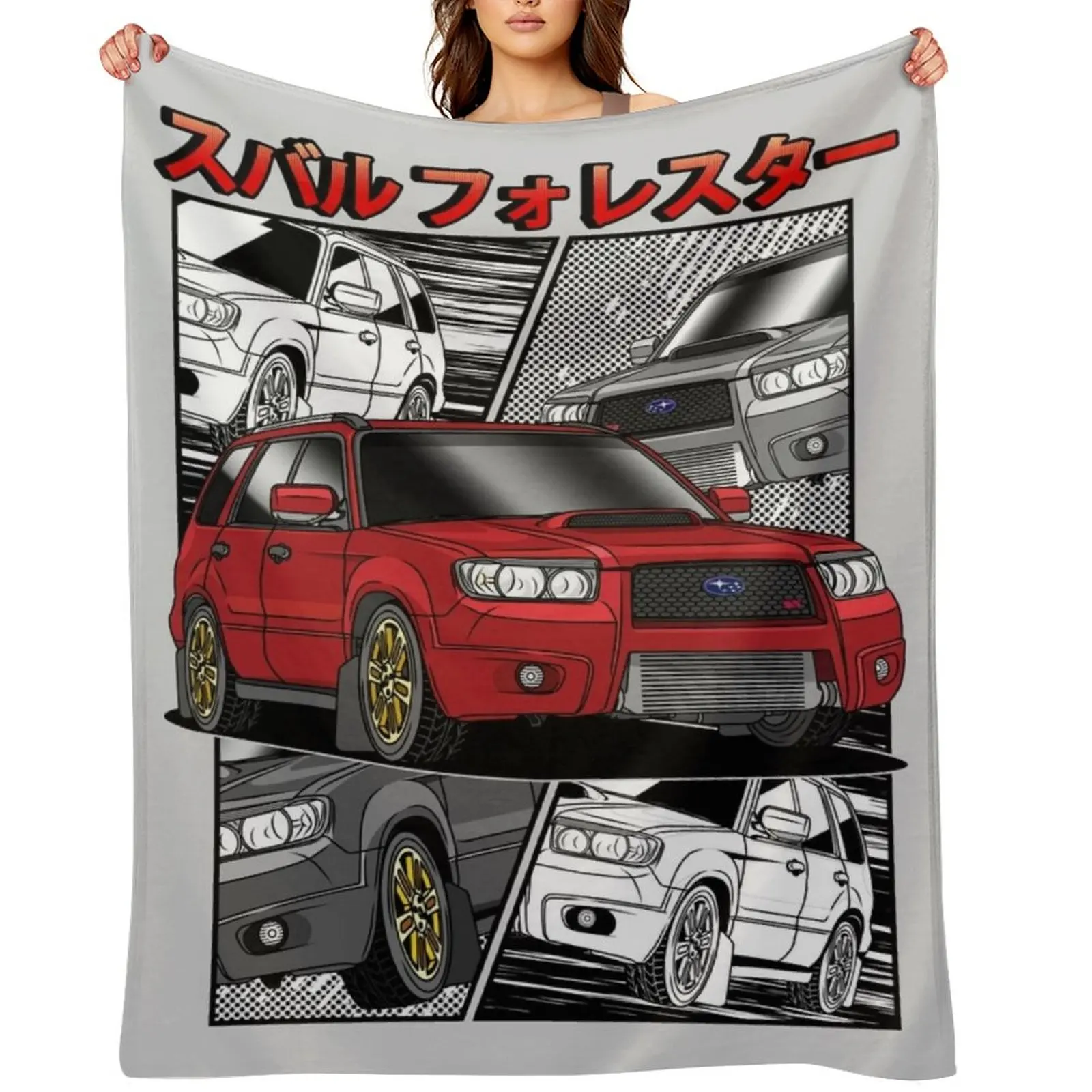 

JDM Red Subie Forester STi Throw Blanket Hairys Soft Beds Blankets For Bed Softest Blankets
