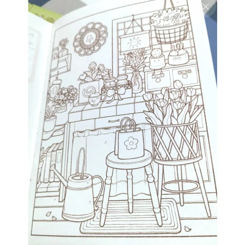 Light Coloring Book – Serene Garden Floral Aesthetic Life Cozy Cute Animals Four Seasons Scenery Relaxing Therapy Stress Relie
