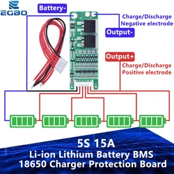 EGBO 1 adet 5S 15A Li-ion lityum pil BMS 18650 şarj koruma levhası 18V 21V hücre koruma devresi