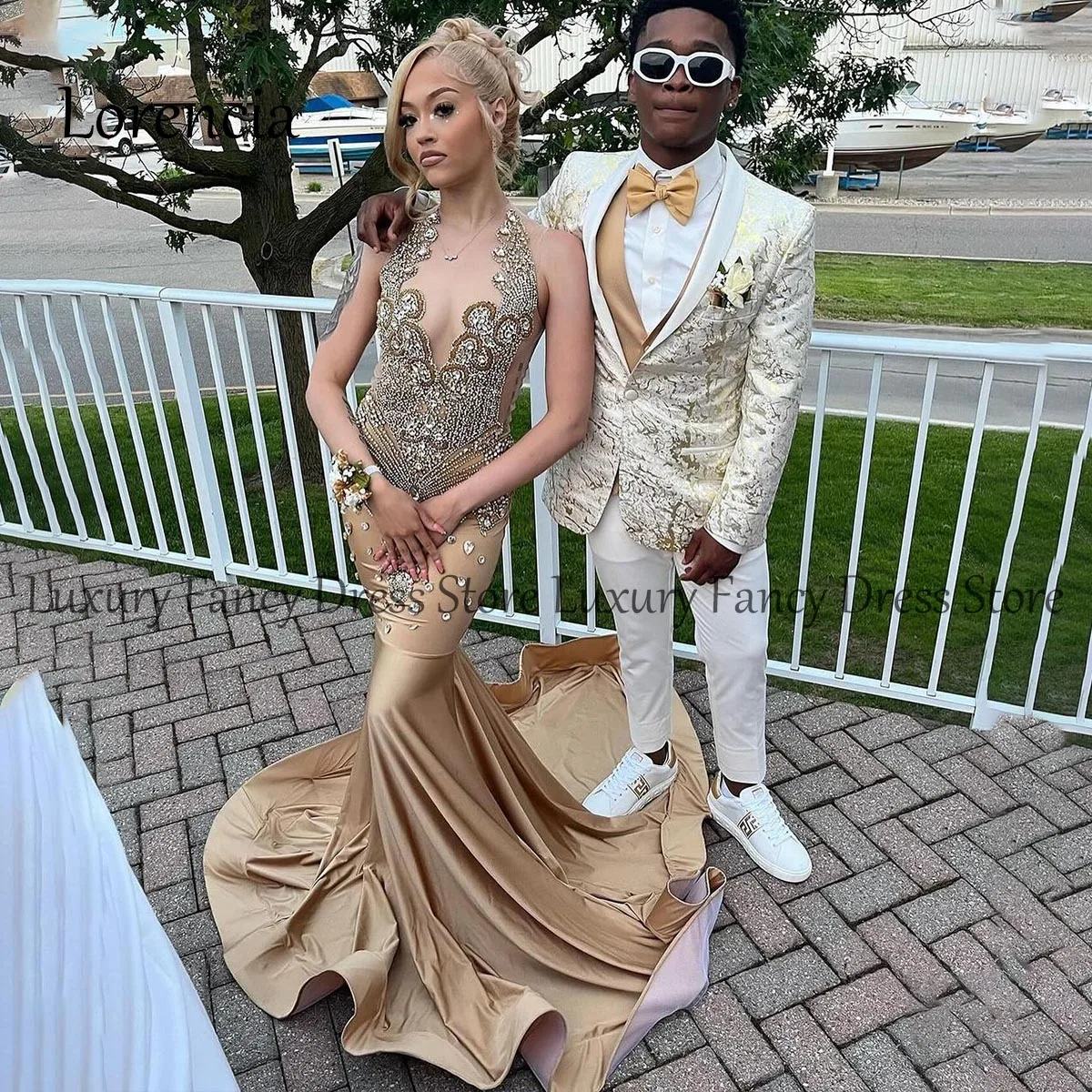 

Customized Long 2024 Mermaid Prom Dress Crystal Luxury Glitter Bead Rhinestones Formal Evening Party Gown For Black Girls