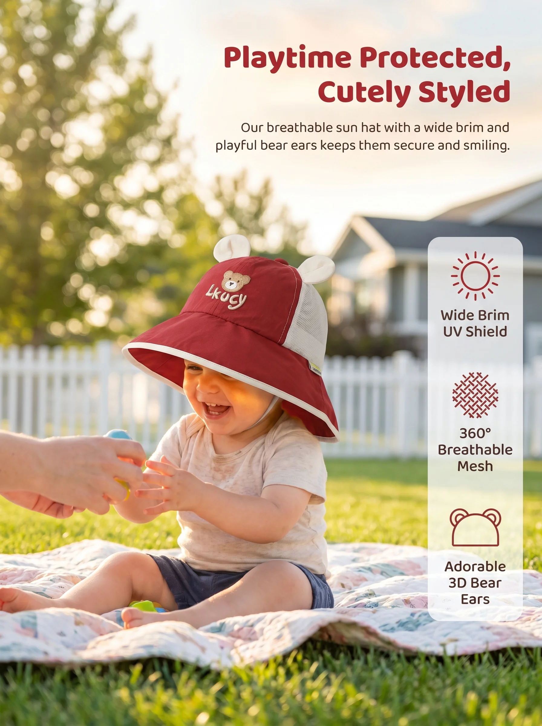 

Summer Breathable Children Visor Cap Wide Brim UV Protection Kid's Mesh Sun Hat Cute Bear Kids Baseball Cap