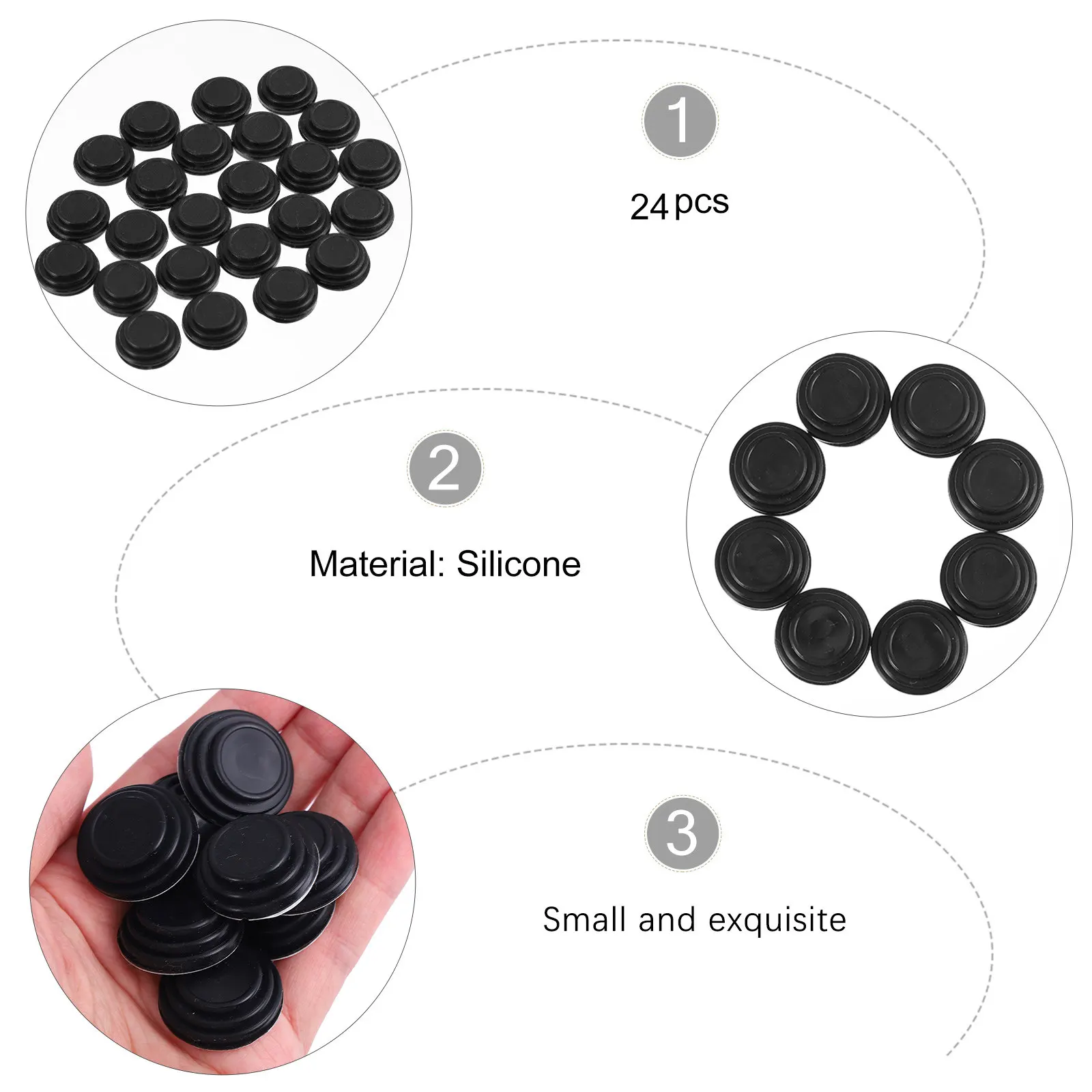 24Pcs Anti-Collision Pads Shock-Proof Silicone Car Door Collision Protector Black Soundproof Scratch-Resistant Protecting