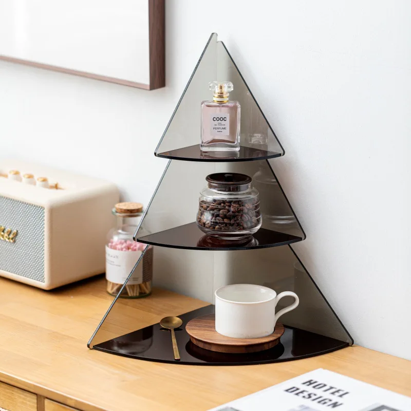 

Acrylic desktop corner rack, cosmetics storage box, perfume dining table, corner cup holder, multi-layer storage rack