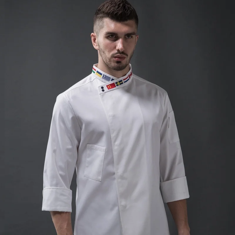 Veste de chef à col croisé pour hommes et femmes, vêtements de cuisine, uniforme de restaurant, hôtel