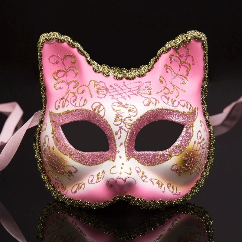 Kinderen Kids Venetiaanse Vos Kat Gezicht Bovenste Maskerade Partij, Halloween Themafeest Kat Cosplay Masker Dans Make-up Rekwisieten