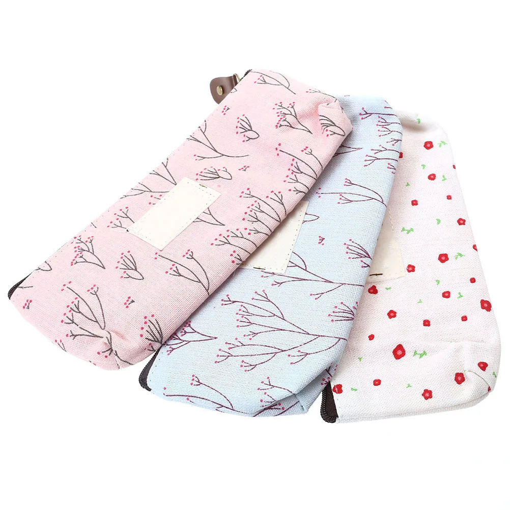 Piórnik Kwiatowy Kosmetyczka Podróżna na Szminkę Karty Kredytowe Słuchawki Klucze Monety Zamek Błyskawiczny Lekki Materiał